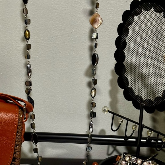 Vintage Multi Size Black Onyx Abalone Italian Venetian Murano glass Bead Stones - Picture 6 of 7